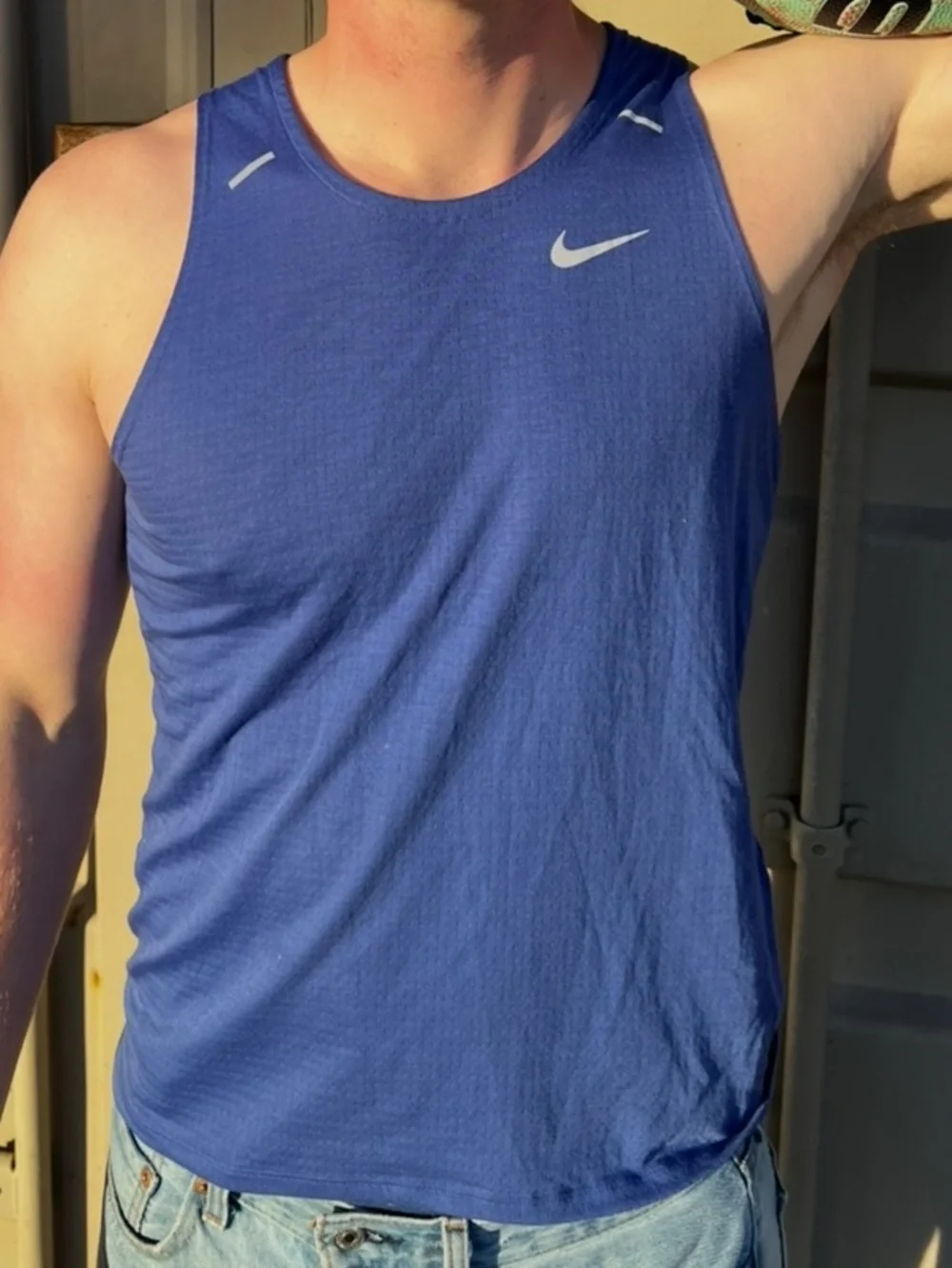 Nike Men’s Royal Blue Performance Tank Top AJ7562 MILLER DRI FIT RUNNING SHIRT